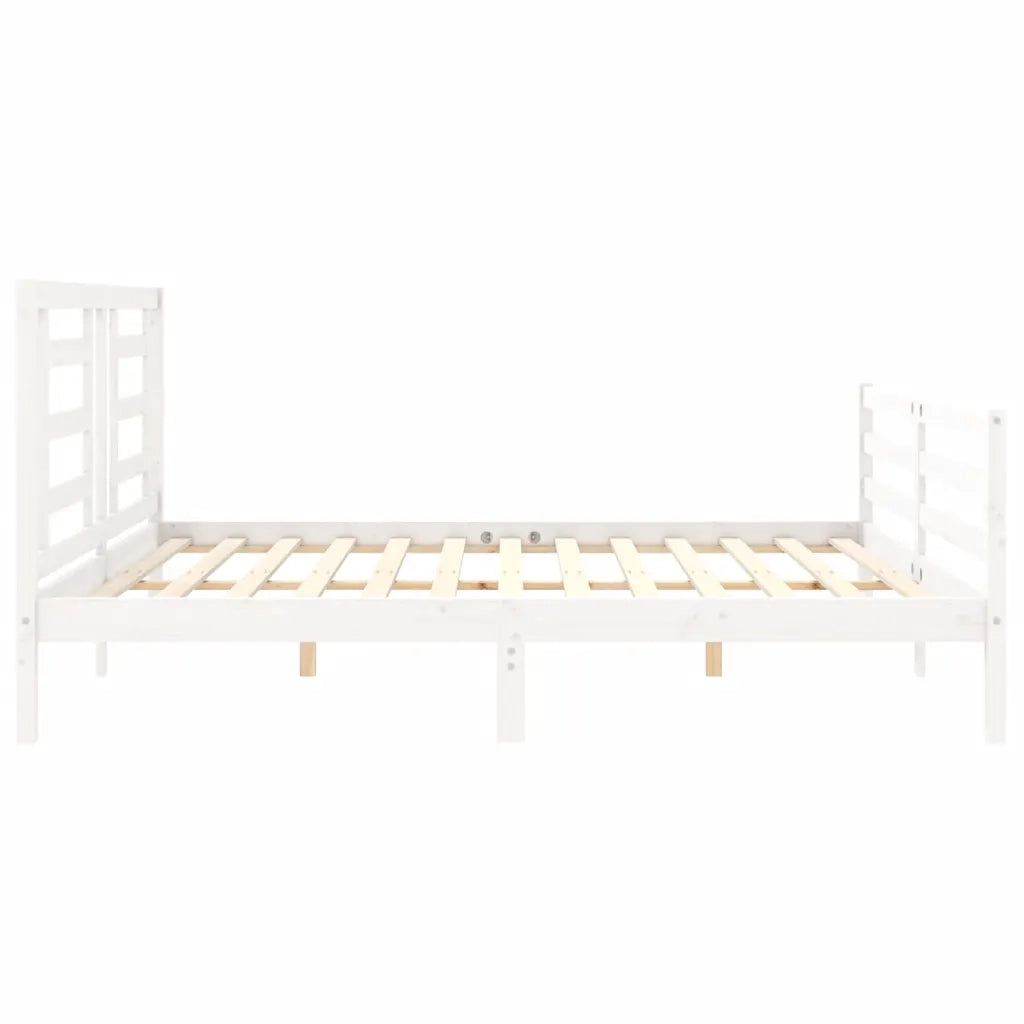 Giroletto Testiera Bianco Super King Size-Struttura Letto in Legno Massello 618352