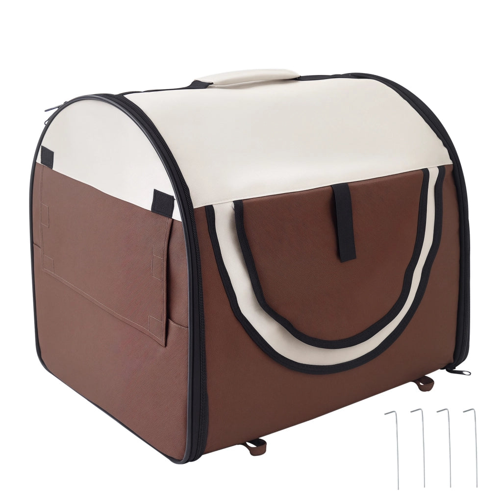 Trasportino per Cani e Gatti Pieghevole e Imbottito 61x46x51cm Caff¨¨