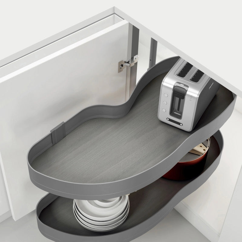 Carrello estraibile Harmony con chiusura soft, Modulo larghezza 400mm altezza 700mm, Acciaio e Legno, Grigio antracite