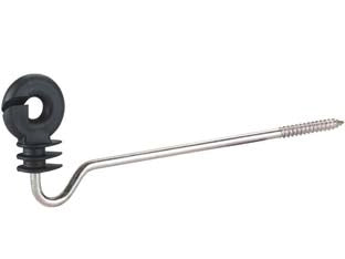 ISOLATORE ELETTRORECINZIONE AD ANELLO CON VITE LUNGA PER LEGNO- - vite zincata mm.220 - 10 pezzi KERBL