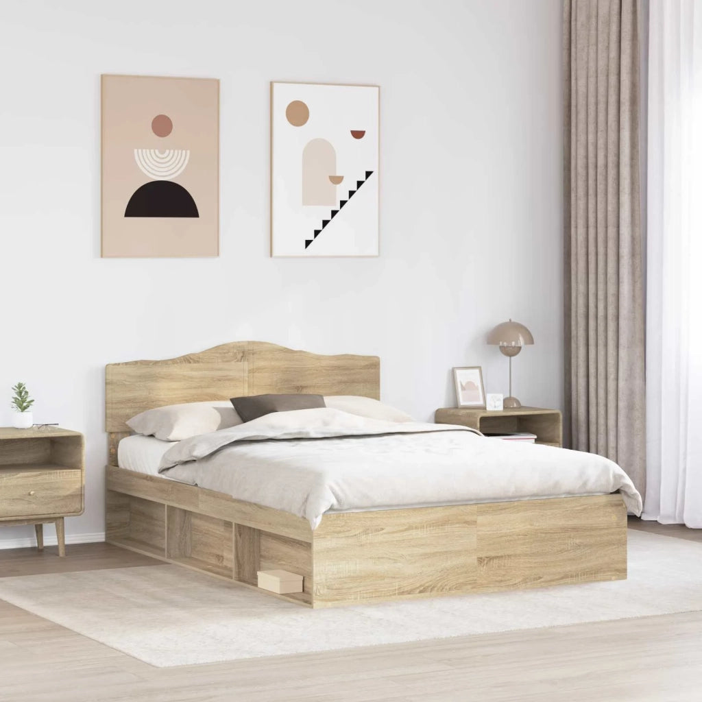 Struttura del letto Rovere Sonoma 150 x 200 cm Pino massello 3412882