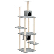Tiragraffi per gatti torre per arrampicata giocattolo piattaforma per arrampicata con tiragraffi in sisal leggero 176 cm grigio 02_0022592