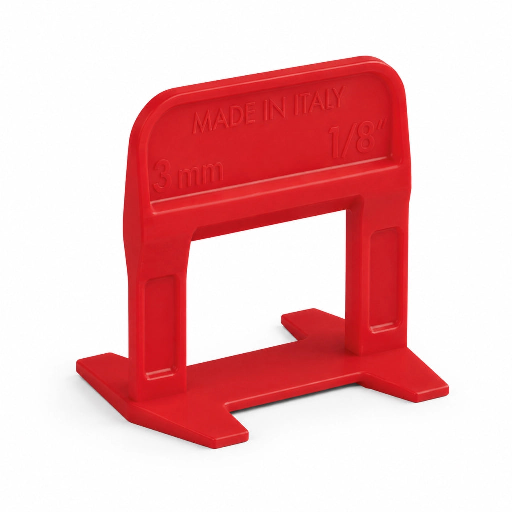 BASE LIVELLANTE CON FERITOIA PER CUNEO 'RLS EVO' H. mm 12 - fuga 3 mm - cf. 250 pz - col.rosso  - RAIMONDI