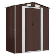 Casetta da giardino cabina ripostiglio capanno da esterno capanno per attrezzi robusta scura 192 x 108 x 223 cm acciaio zincato marrone 02_0022316
