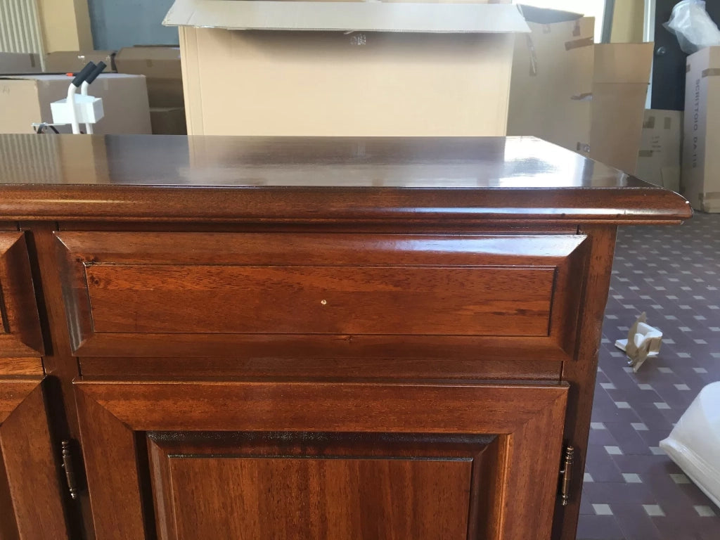 Madia credenza arte povera in legno tinta noce l.156 p.42 h.85 (615) - Mobili 2G