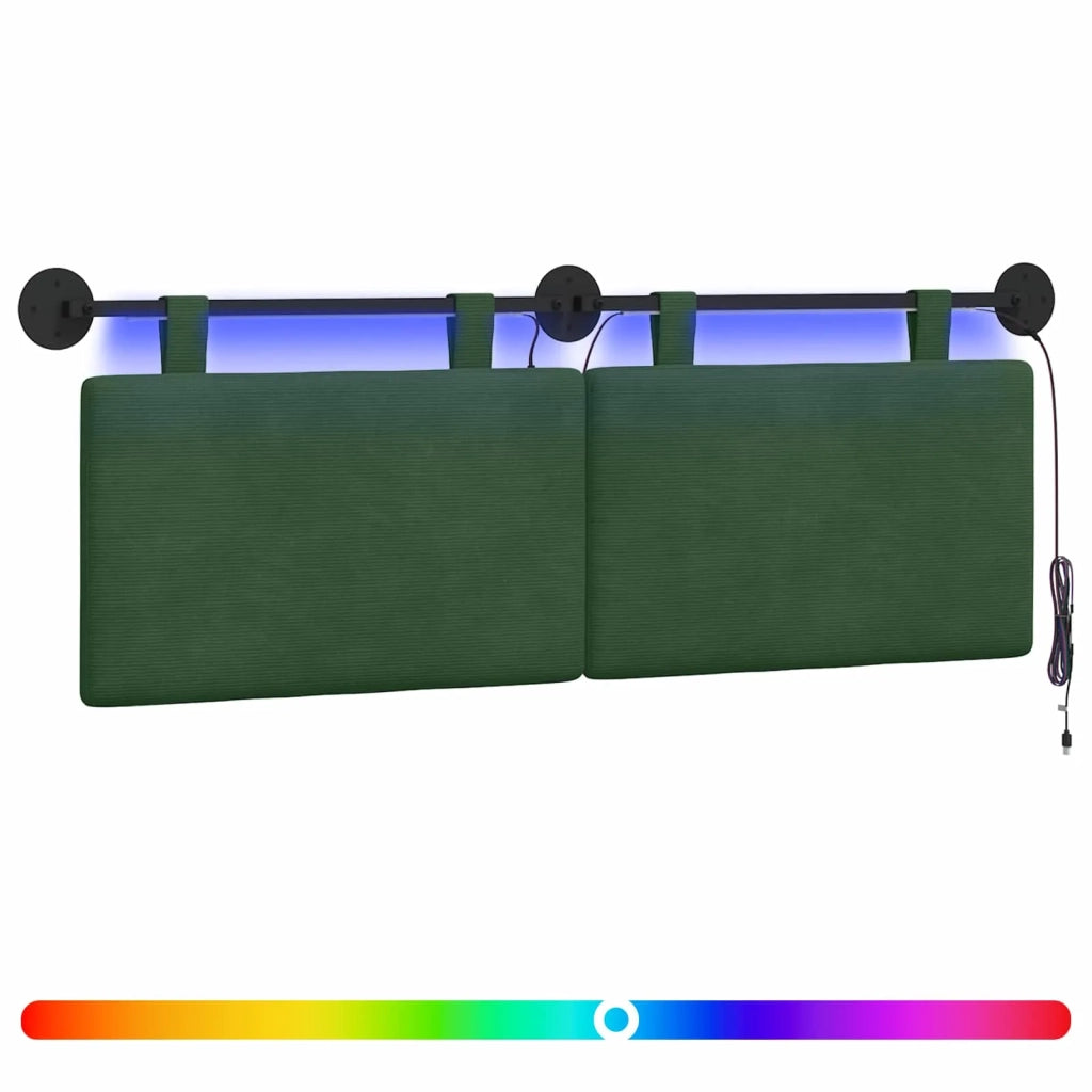 Testiera sospesa Con luce LED Verde Giungla Tessuto in Cords 3424304
