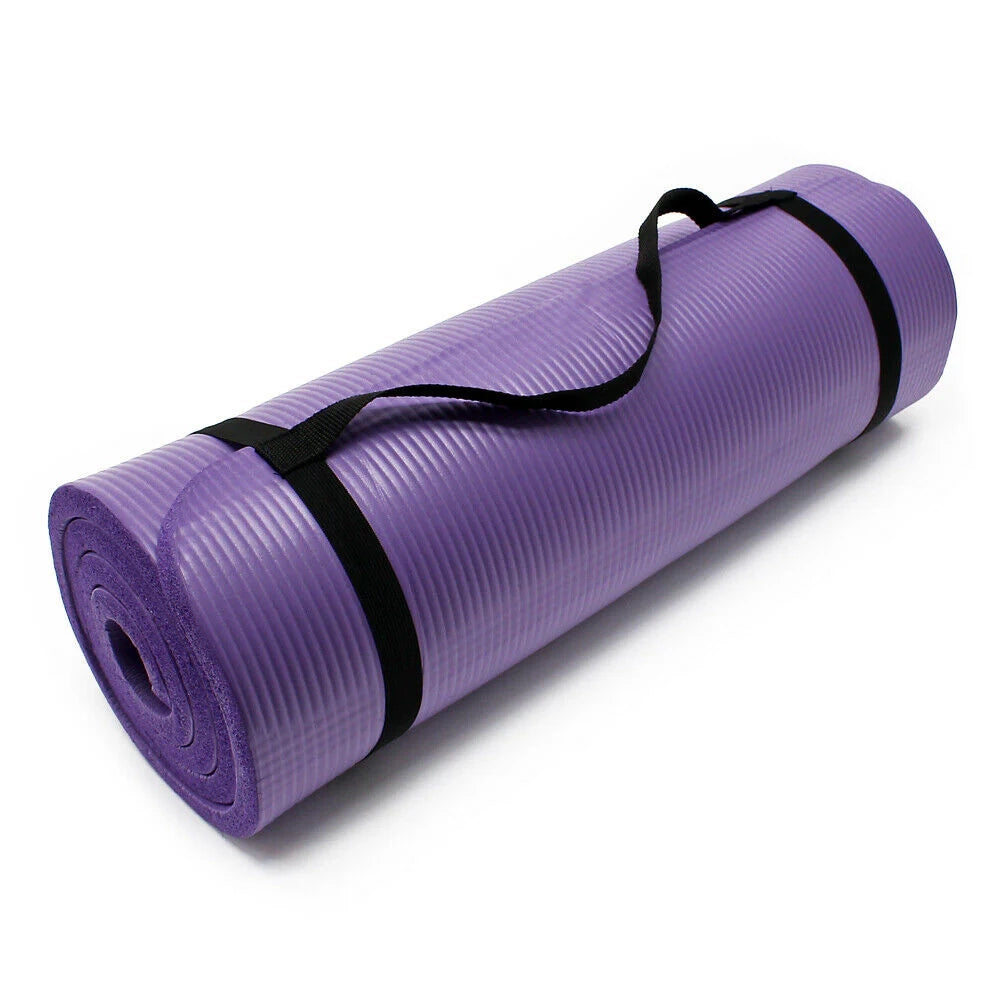 Tappetino yoga pavimento fitness aerobica pilates ginnastica spesso antiscivolo viola 180 x 60 x 1,5 cm 16_0001549