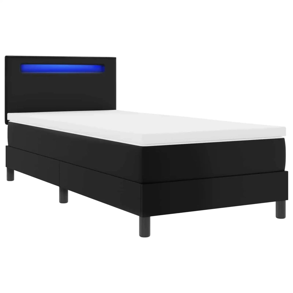 Letto a molle con materasso Nero 90 x 190 cm Pelle sintetica 3339028