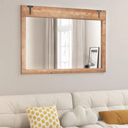 Specchio da Parete Stile Fattoria, 100 x 70 cm Specchio Decorativo Rettangolare da Parete con Cornice in Legno, per Bagno Soggiorno Camera da Letto, Verticalmente o Orizzontalmente