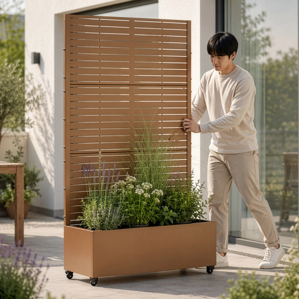 Fioriera con Spalliera Nodepp in Acciaio 190 x 120 x 38 cm - Marrone casa.pro