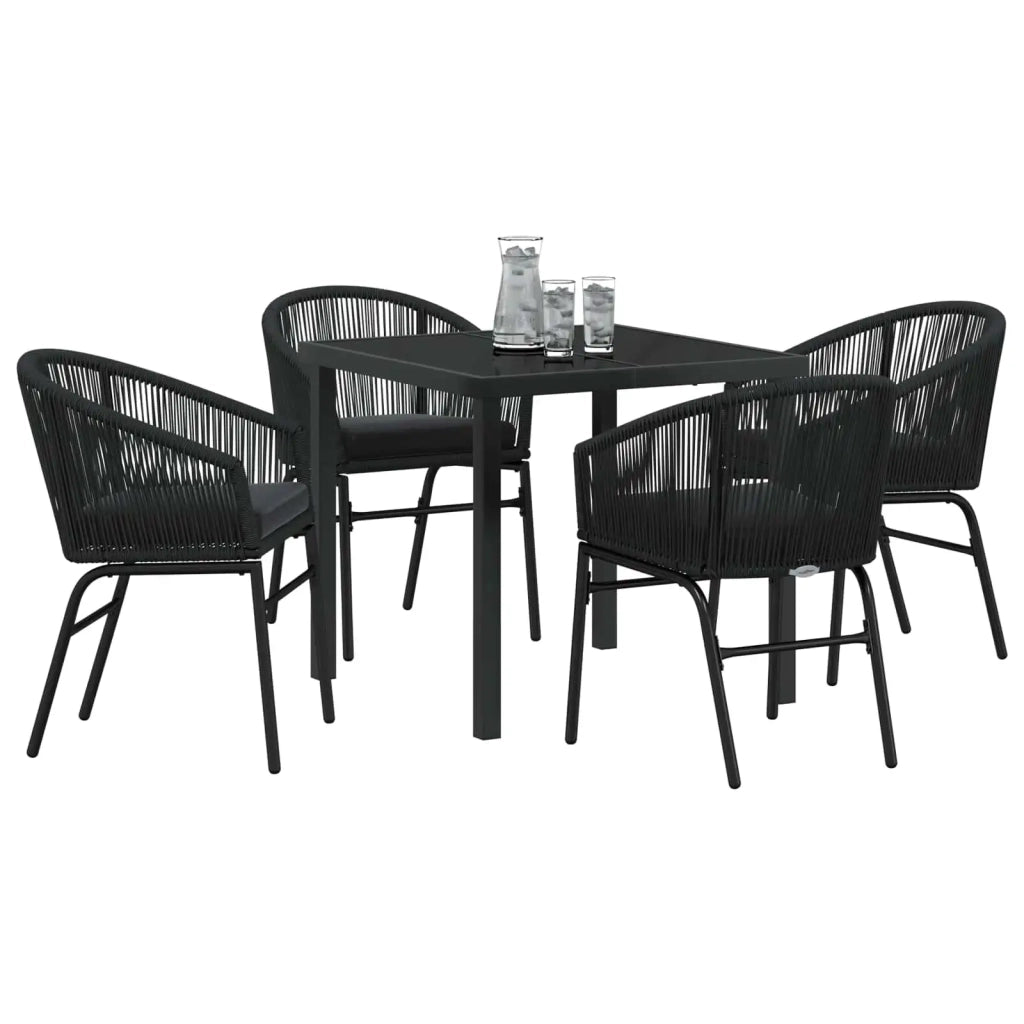 Set da Pranzo per Giardino 5 pcs Nero 3379346