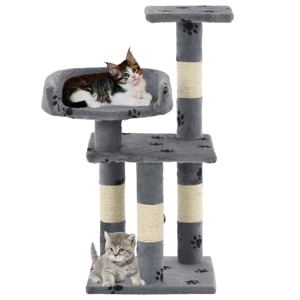 Albero per Gatti Tiragraffi in Sisal 65 cm Zampe Stampate Grigio CFW9413928