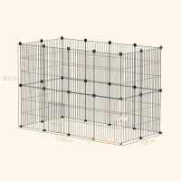 Gabbia per Animali Piccoli Modulare con Porta e Pannelli in Acciaio, 120x60x80 cm, Nero