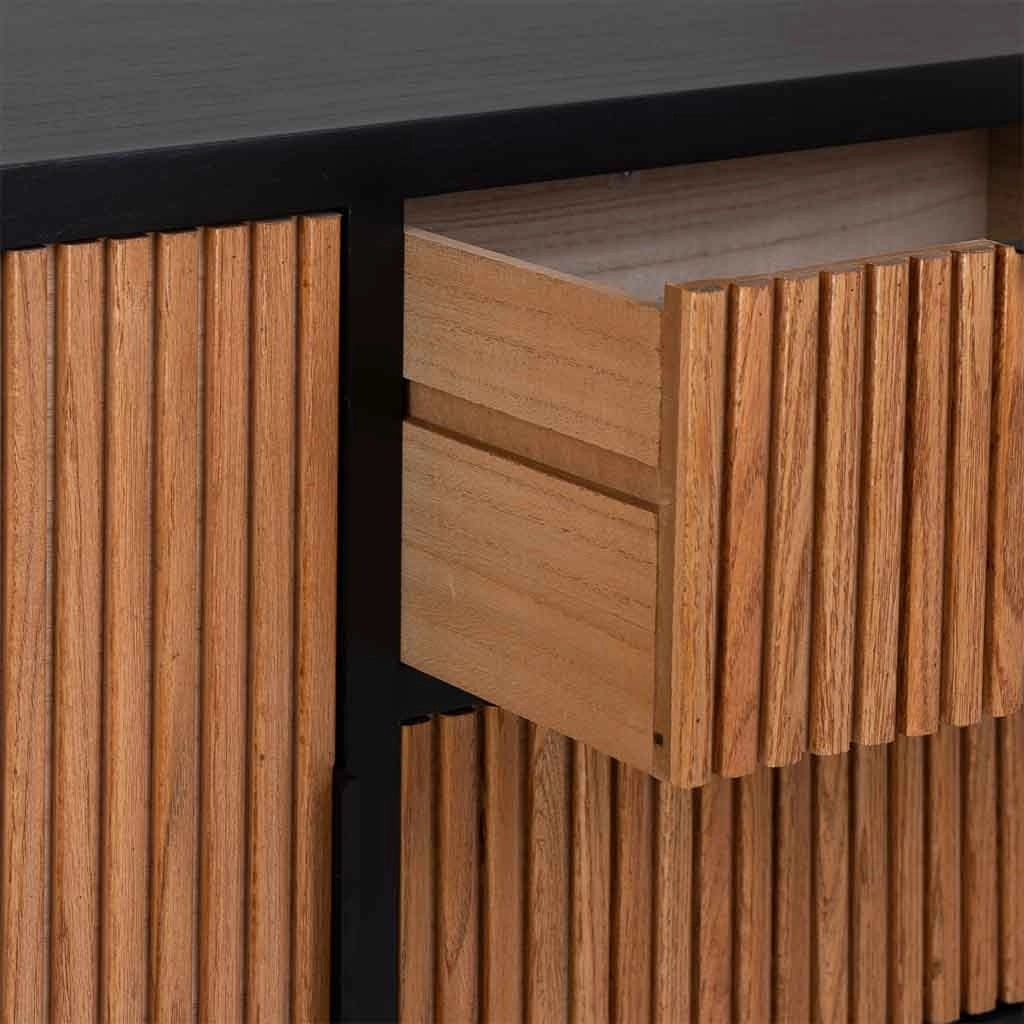 Credenza con 3 cassetti e 2 ante in legno e metallo 120x40,5x81h cm