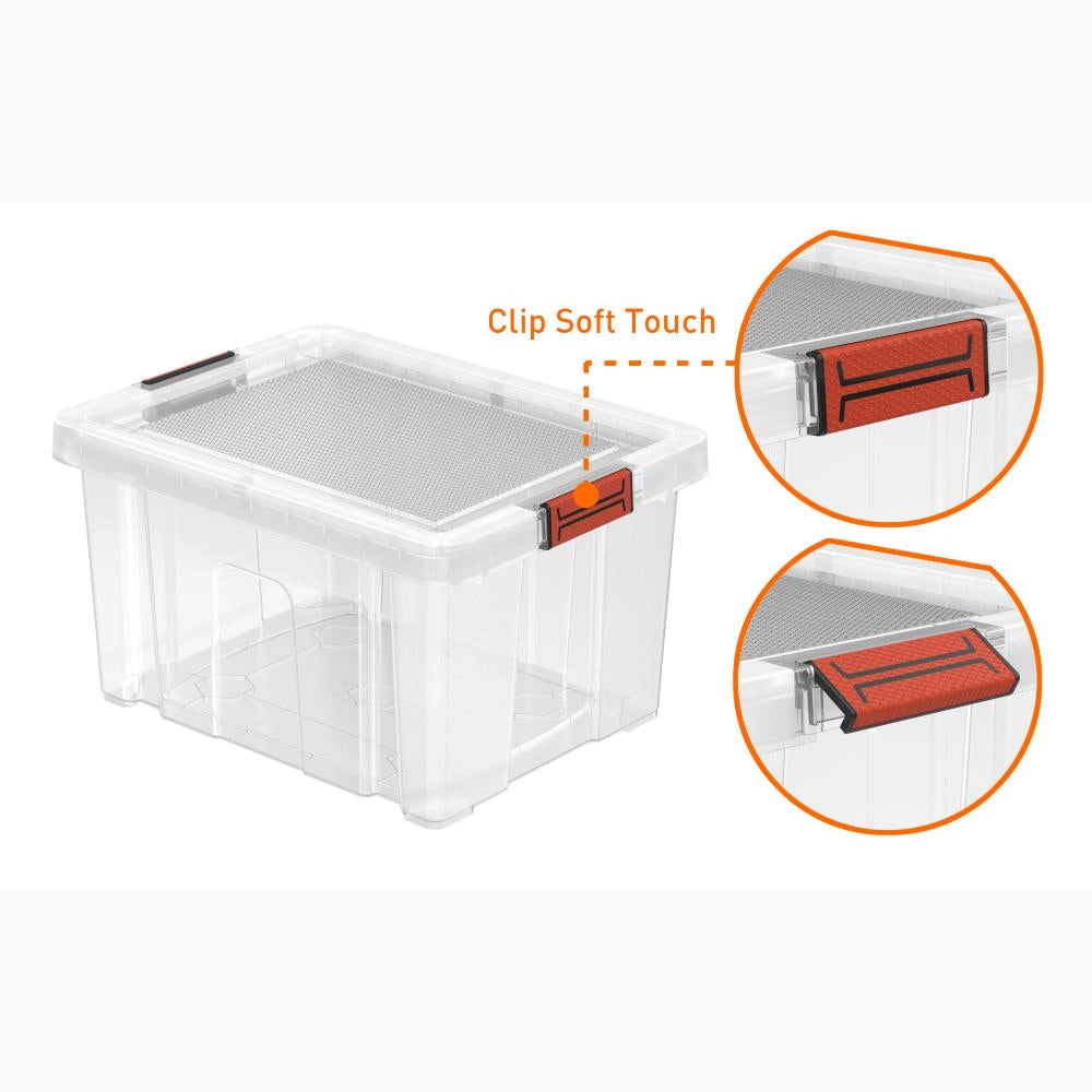Contenitore Box Multiuso Porta attrezzi Portaoggetti Bricolage Trasparente 55 Litri