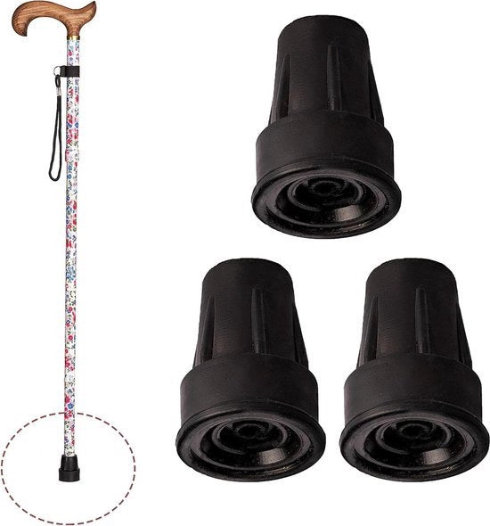 Tappi di protezione per passeggini in nero - 3 pezzi, cappucci 17 mm, 18 mm, 19 mm - doppi antiscivolo in gomma - cappucci di protezione rinforzati con anello metallico - doppi in gomma per passeggini e passeggiate