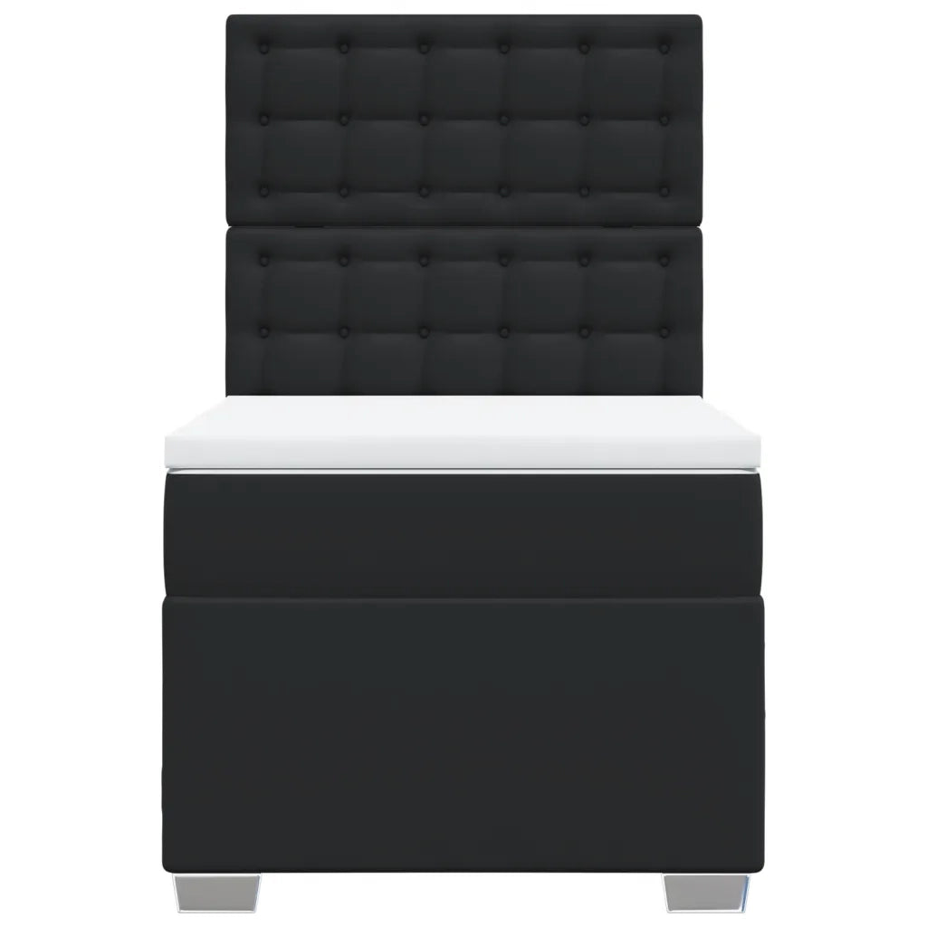 Giroletto a Molle con Materasso Nero 90x200 cm in Similpelle