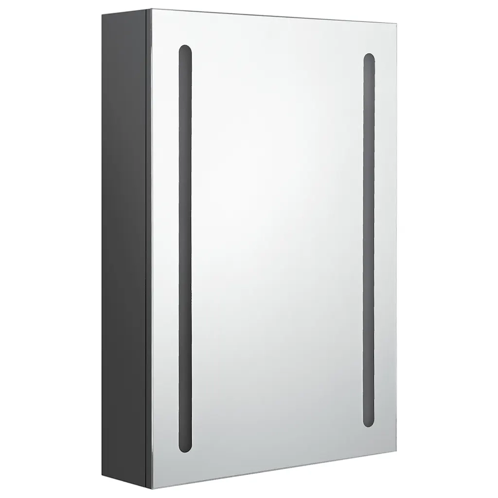 Armadietto Bagno | Armadio da bagno con Specchio e LED Grigio 50x13x70 cm