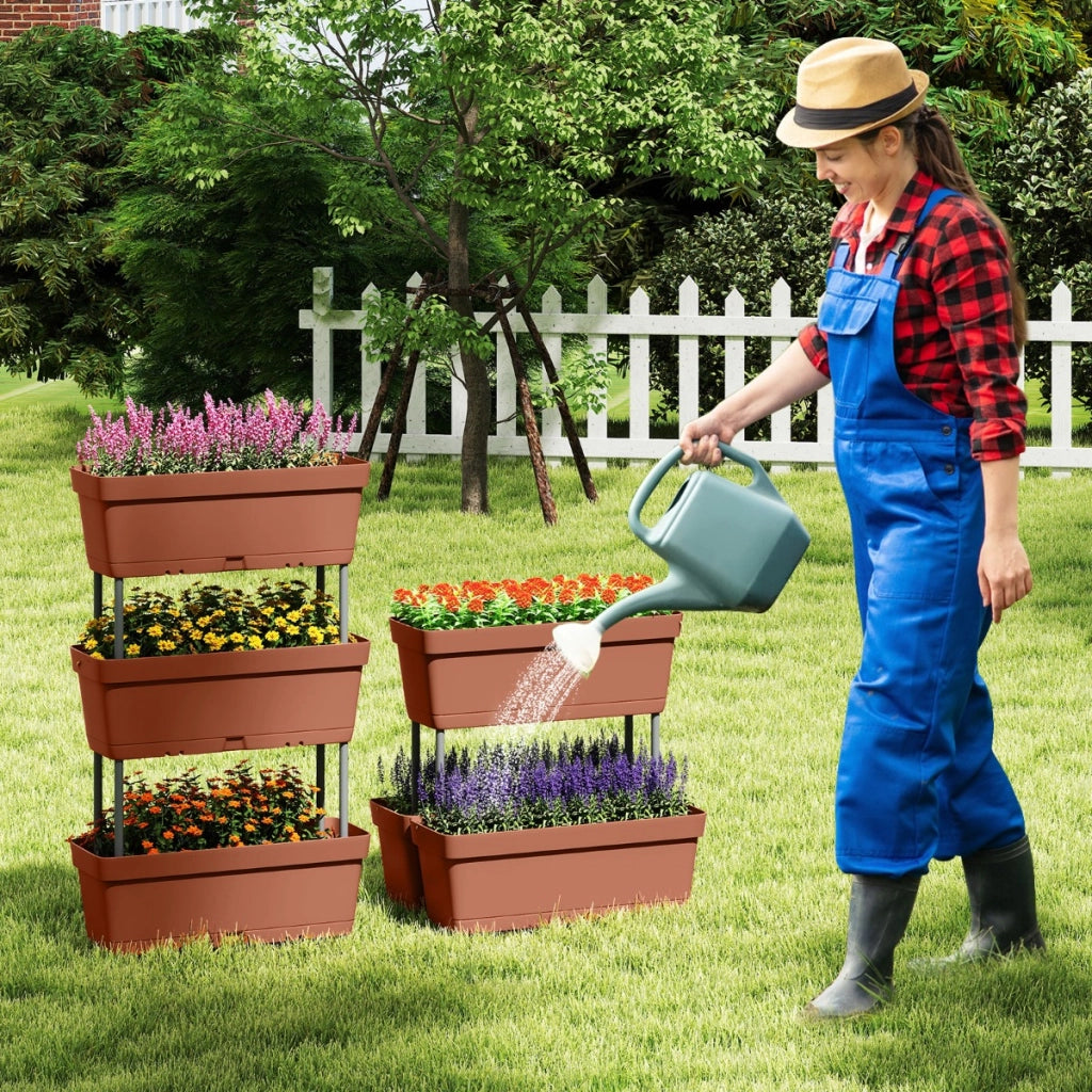 Torre di fioriere per verdure erbe fiori per interni ed esterni per patio, 6 PZ fioriere da giardino disposizione fai da te Rosso