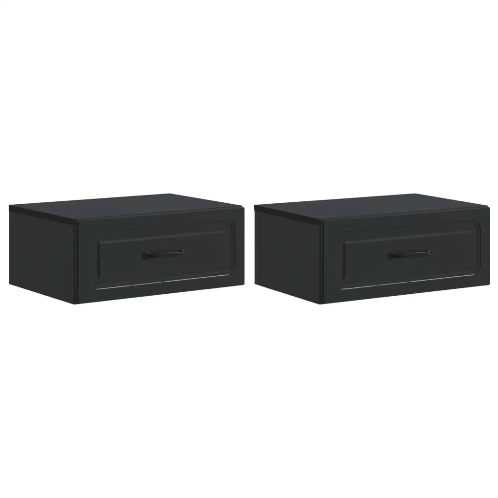 Mobiletto da notte a muro 2 pcs Nero 49 x 34,5 x 20 cm 899298