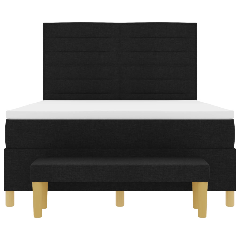 Letto con Box Spring con Materasso e Panchina Nero 140x200 cm Tessuto