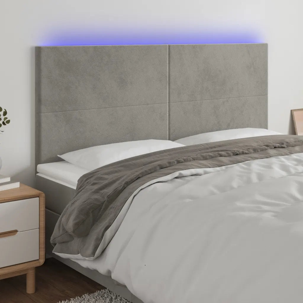 Testiera | Testata a LED Grigio Chiaro 200x5x118/128 cm in Velluto