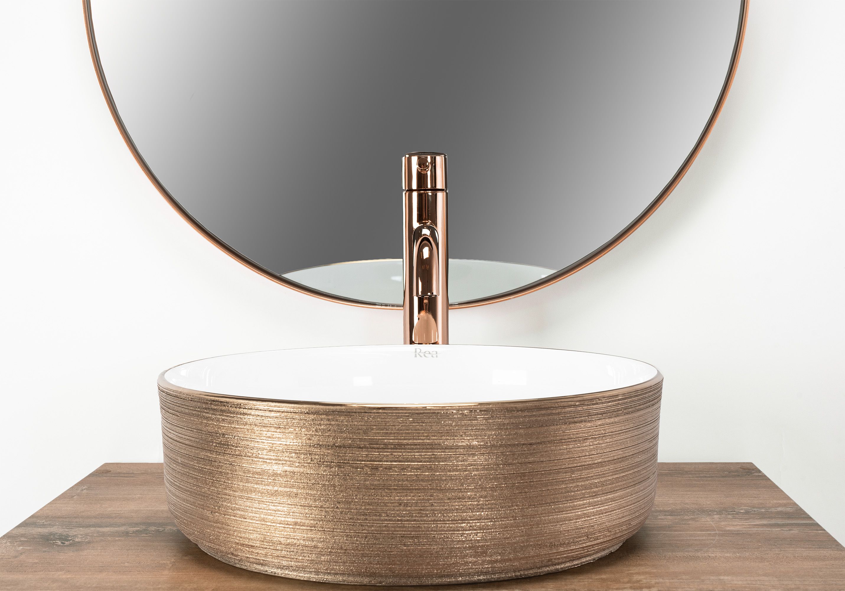Lavabo Da Appoggio Rea Sami Brush Rose Gold