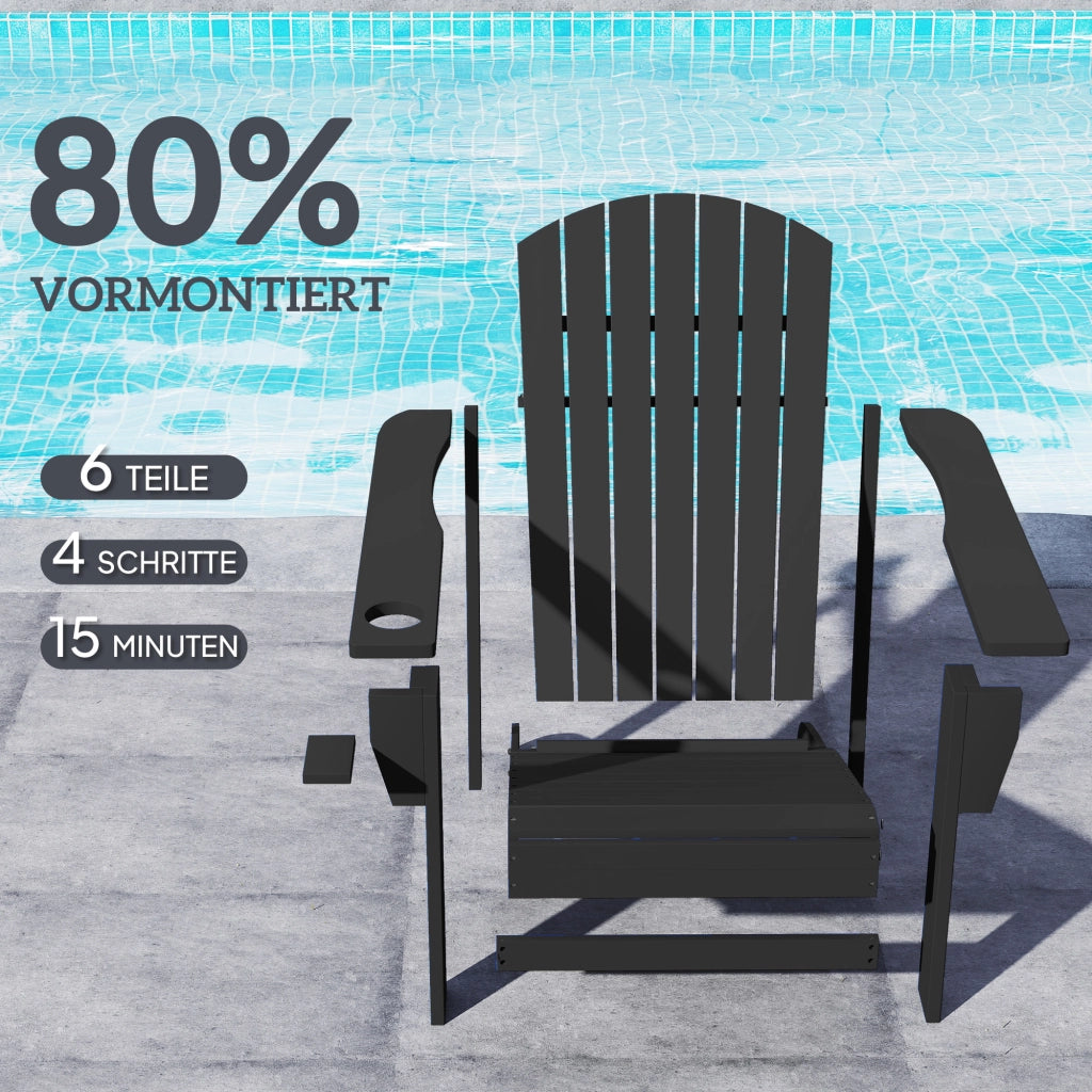 Sedia Adirondack con portabicchiere ¨C zephmum ¨C Legno massello nero 72x95x93 cm