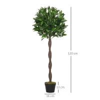 Set di 2 Alberi di Alloro in Vaso, Piante Finte in Plastica Altezza 120cm per Interni