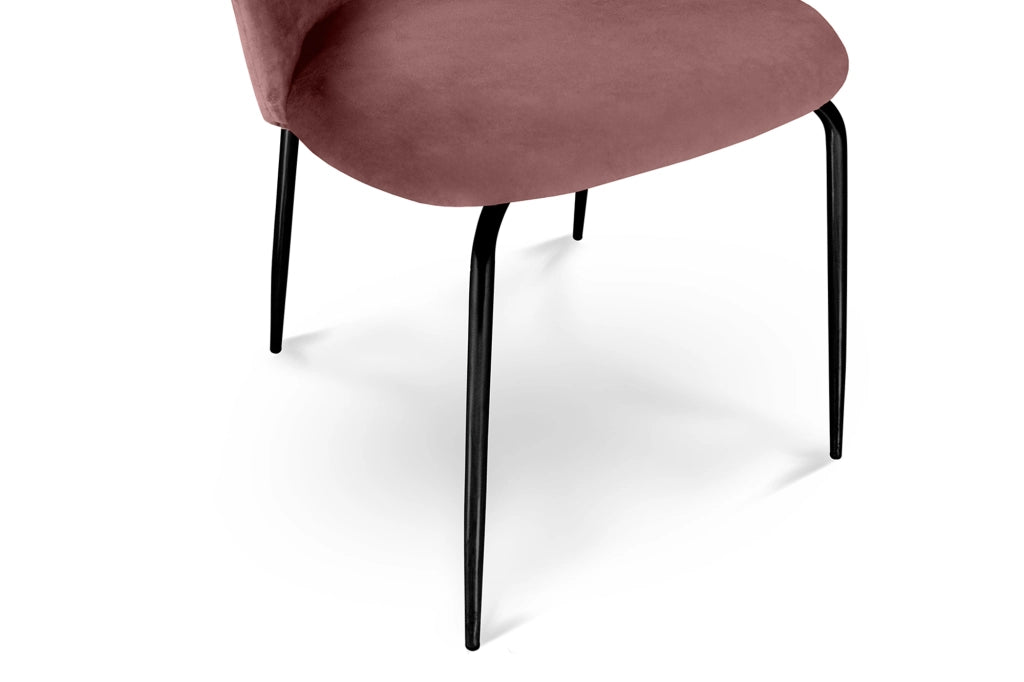 Set di 2 sedie da pranzo imbottite in velluto rosso mattone piede nero – Nicole - SD36NIPN