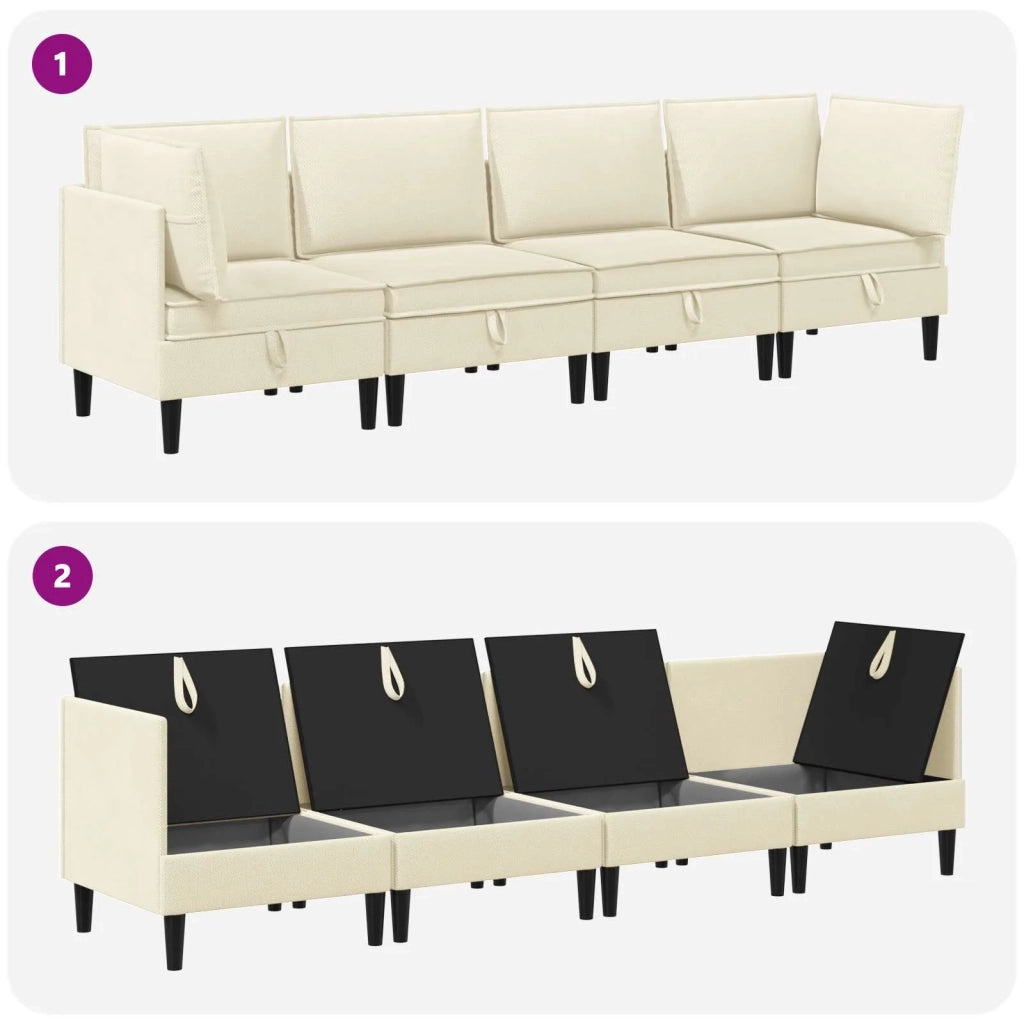Set di mobili per il soggiorno 4 pcs Crema Tessuto