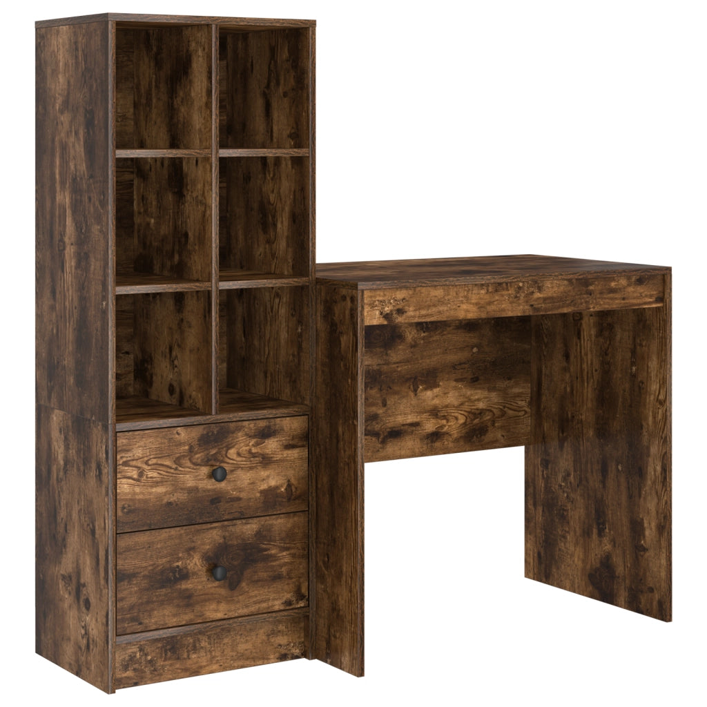 Scrivania con Storage  Rovere Affumicato Legno Ingegnerizzato