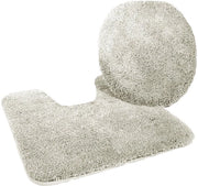 Set di tappeto da bagno 2 pezzi, composto da coperchio di toilette 47x50 cm + tappeto per pavimento con foro 50x55 cm, argento.