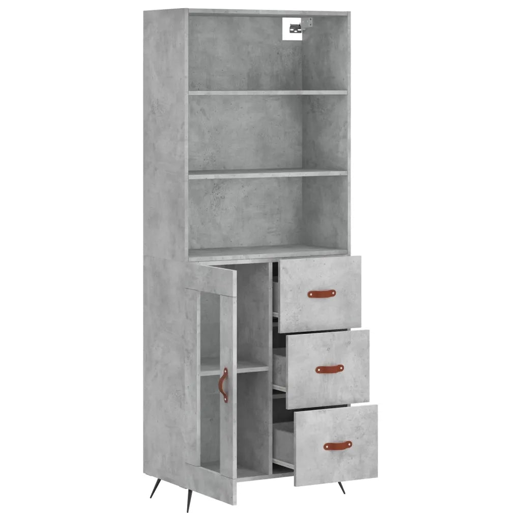 Credenza | Madia | Buffet da pranzo | Armadio da pranzo Grigio Cemento 69,5x34x180 cm in Legno Multistrato