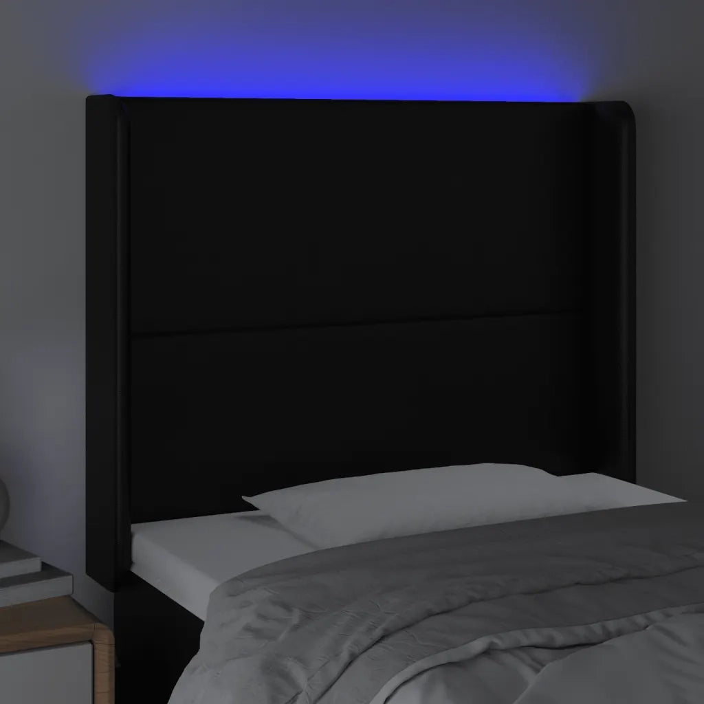 Testiera a LED Nera 83x16x118/128 cm in Similpelle 3123840
