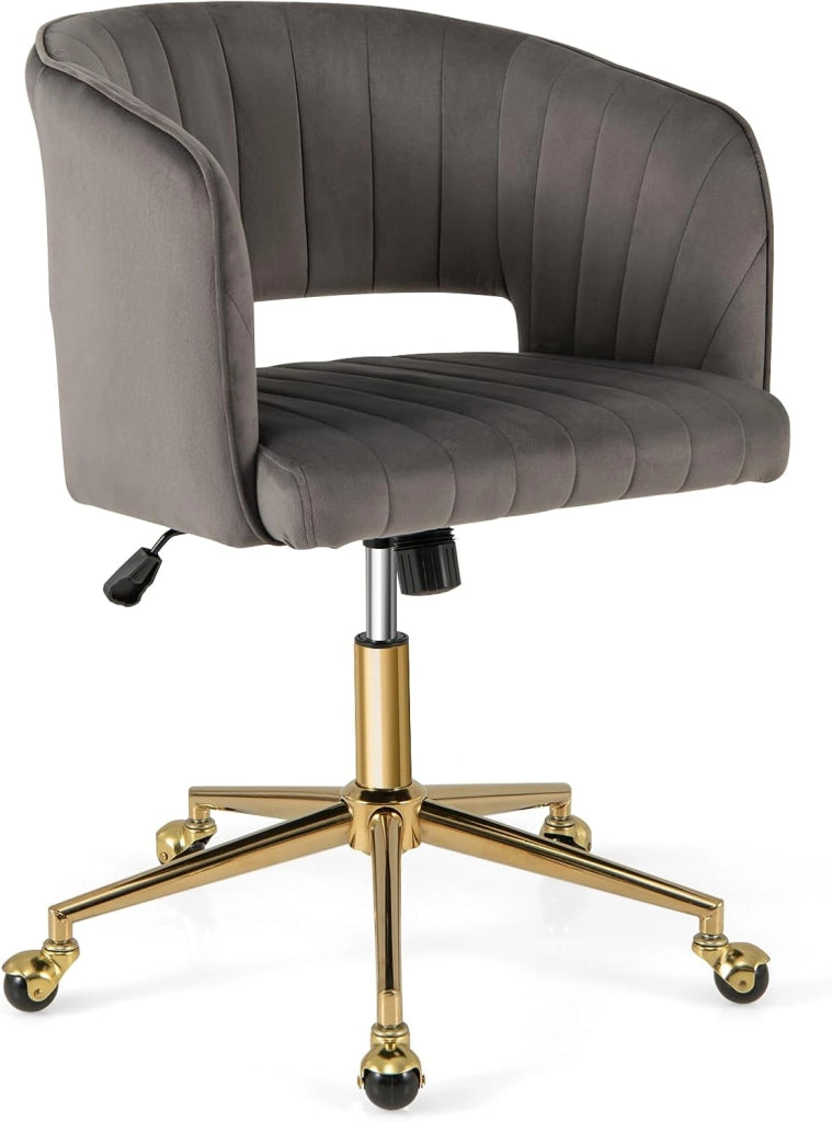 Sedia girevole con ruote, regolabile in altezza, con rivestimento in velluto, girevole a 360°, per studio e ufficio, fino a 150 kg