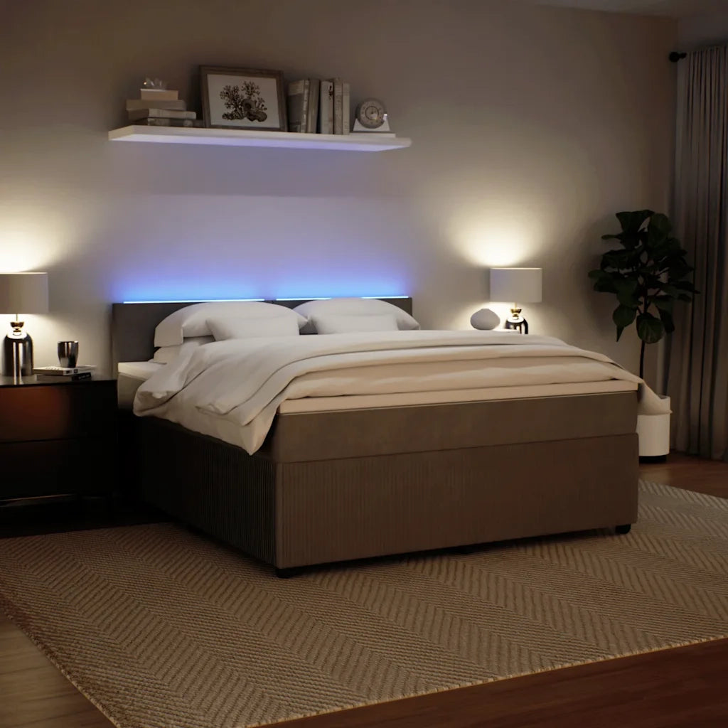 Giroletto a Molle con Materasso Grigio Chiaro 180x200cm Velluto 3290100