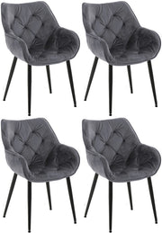 Set di 4 poltroncine Tanna in velluto grigio scuro