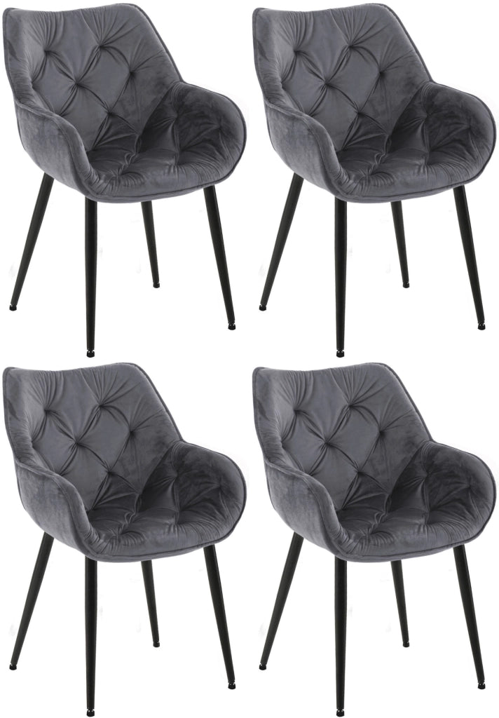 Set di 4 poltroncine Tanna in velluto grigio scuro