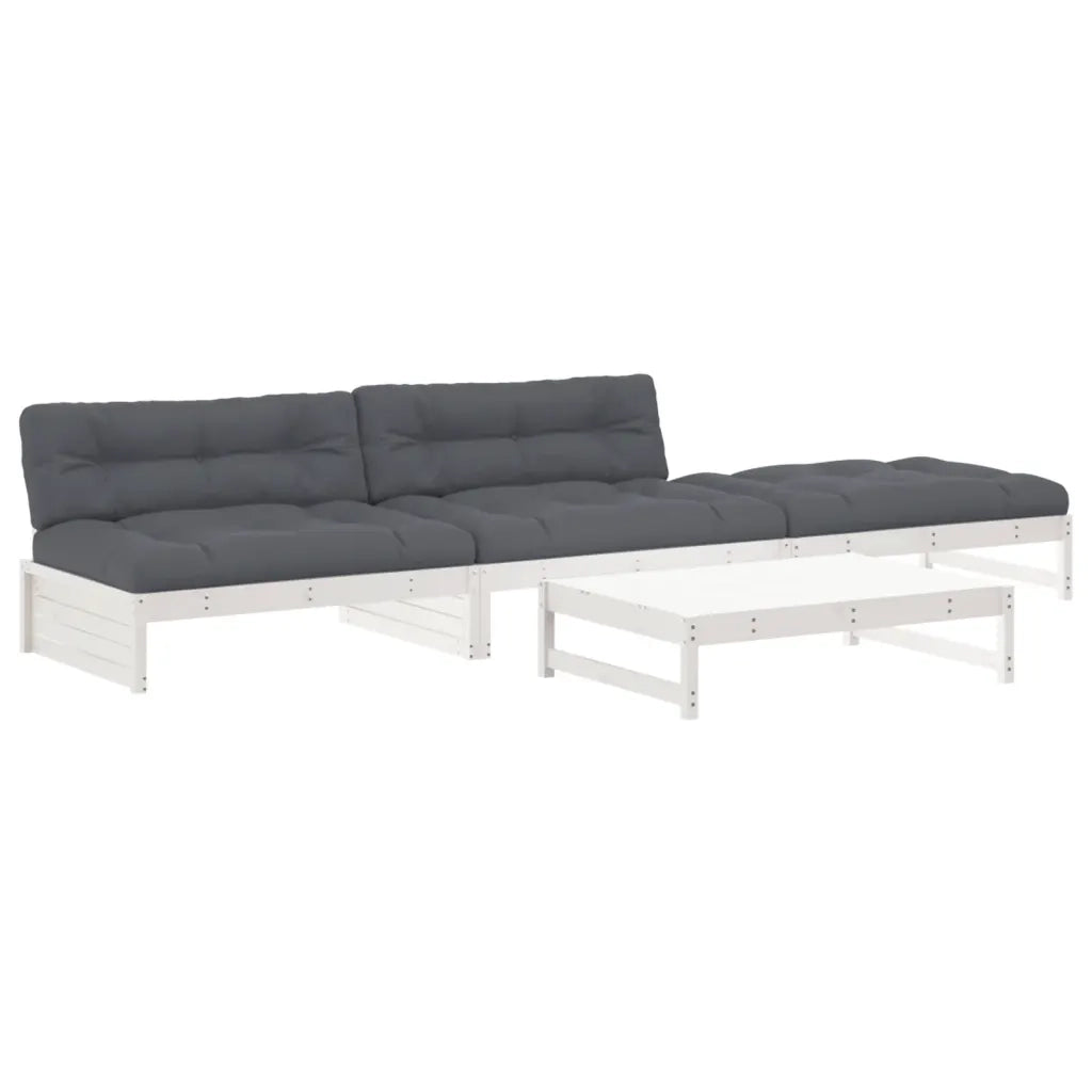 Set Divani da Giardino 4pz con Cuscini in Legno Massello Biancocod mxl 101603