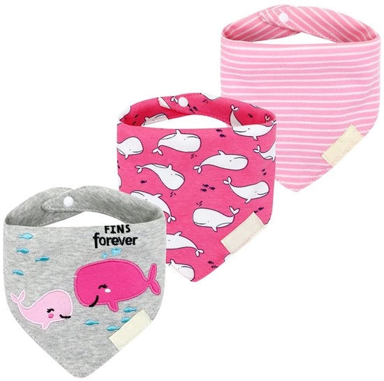 Bambini Kwijl Slabbetji 3-Pack Super Assorbenti Fazzoletti di Cotonatura per Bambini 121-Rose Balena