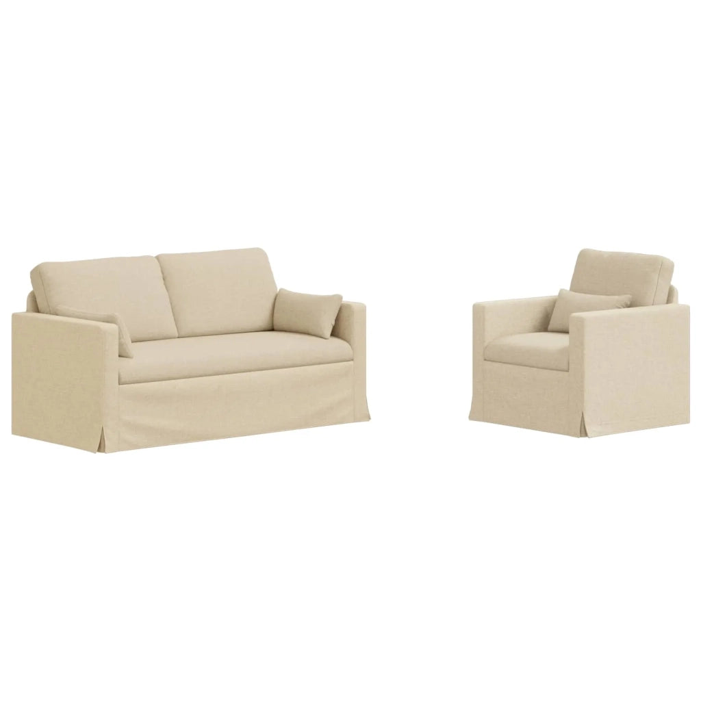Set di divani 2 pcs Crema 158 x 78 x 80 cm Tessuto