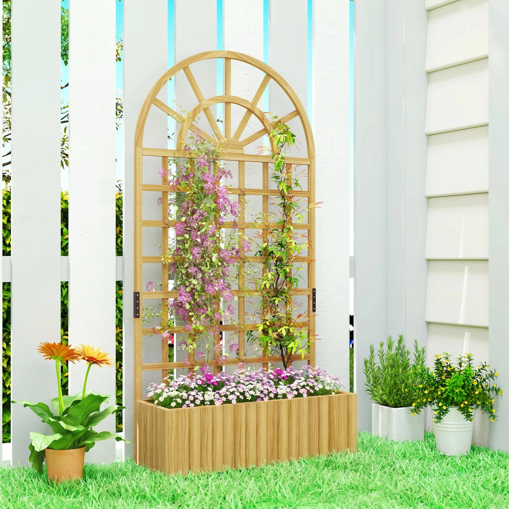 Graticcio per Giardino con Vasi ¨C zephmum ¨C 90x30x180 cm Legno Naturale