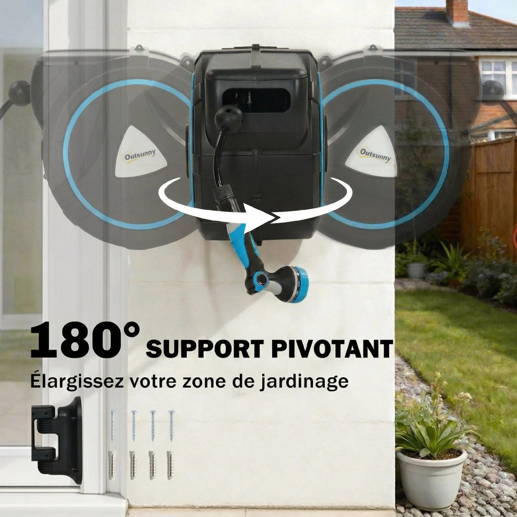 Avvolgimento Automatico Parete Irrigazione 23+2m ¨C Zephmum ¨C Blu 55x31x50cm