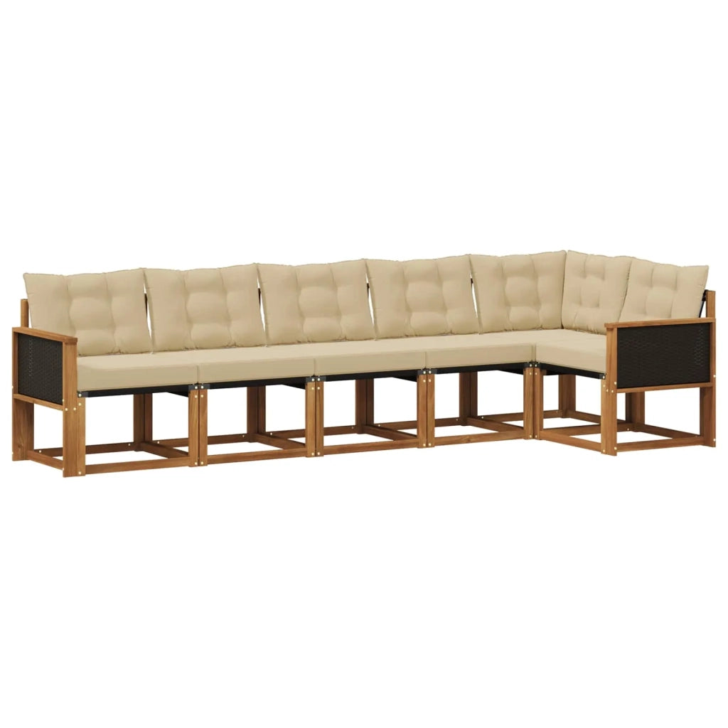 Set di divani da esterno 6 pz Naturale e Beige 3381977