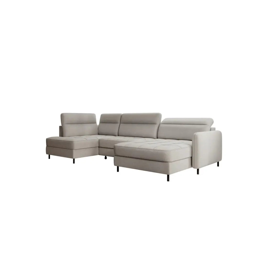 Divano angolare convertibile BERTHO 306 cm grigio chiaro - Angolo destro con contenitore