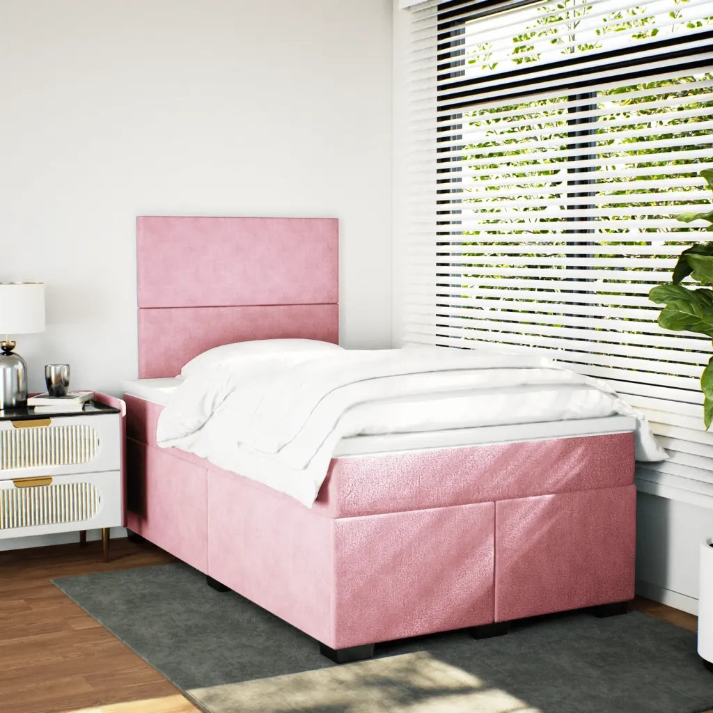 Giroletto a Molle con Materasso Rosa 120x190 cm in Velluto