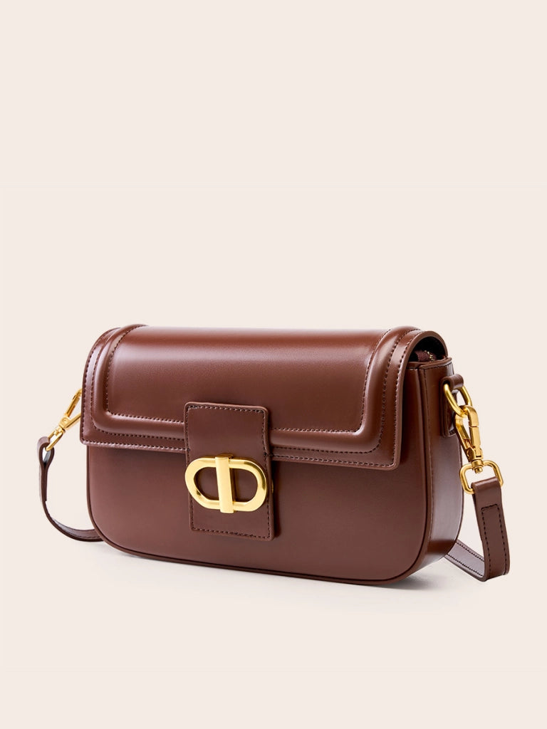 Borsa a tracolla e borsetta da donna in vera pelle, eleganti borse a spalla marroni