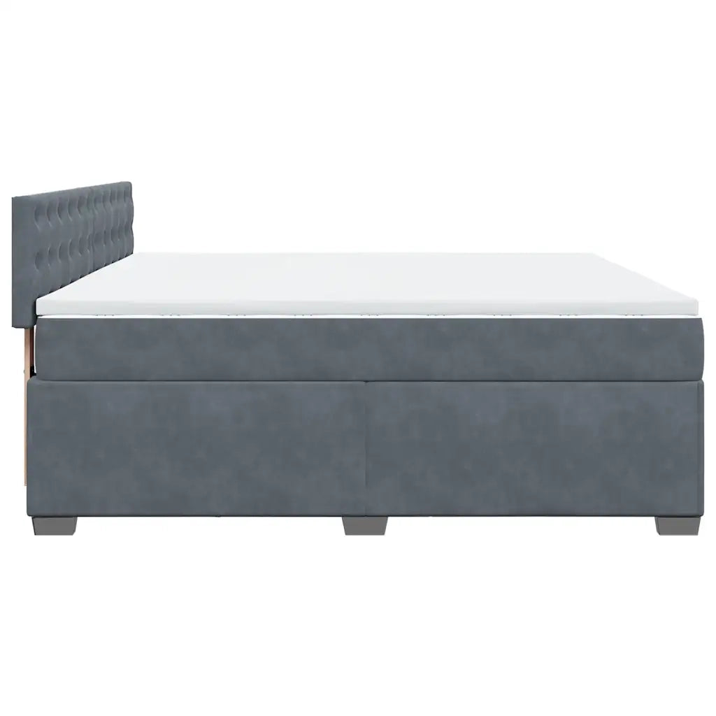 Giroletto a Molle con Materasso Grigio Scuro 200x200 cm Velluto 3288715