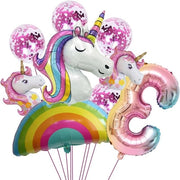 Decorazione di compleanno per bambina di 3 anni - Festa di una stella di un anno con palloni unicorni decorazione di festa per bambini compleanno decorazioni di compleanno per bambini palloni di compleanno per bambini